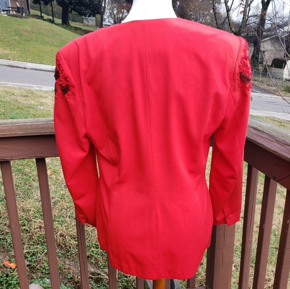 Vintage Red Beaded Paisley Blazer Jacket - Picture 9 of 13